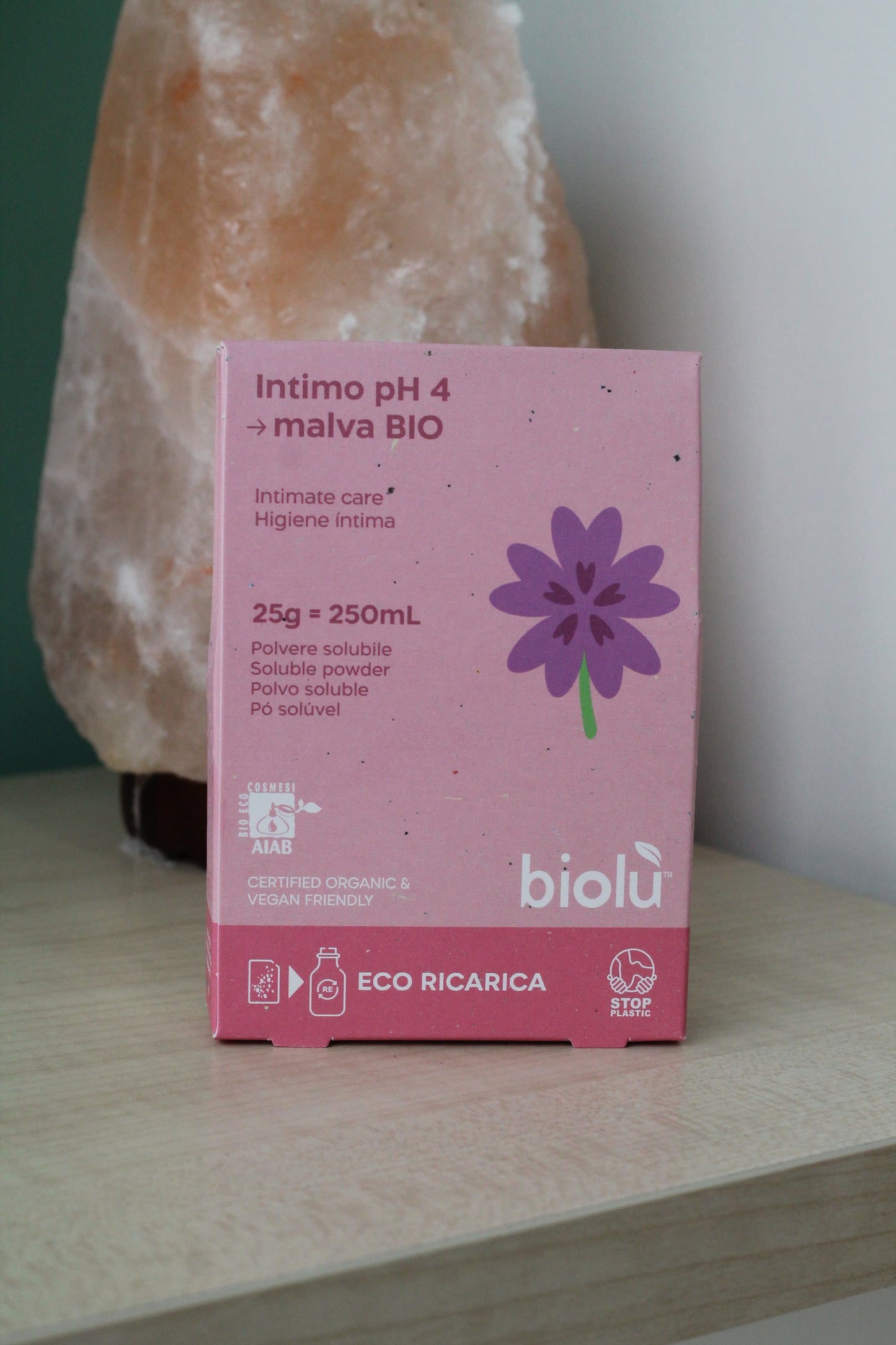 Detergente intimo naturale in polvere solubile - intimo pH 4 malva bio di Biolù (25 gr)