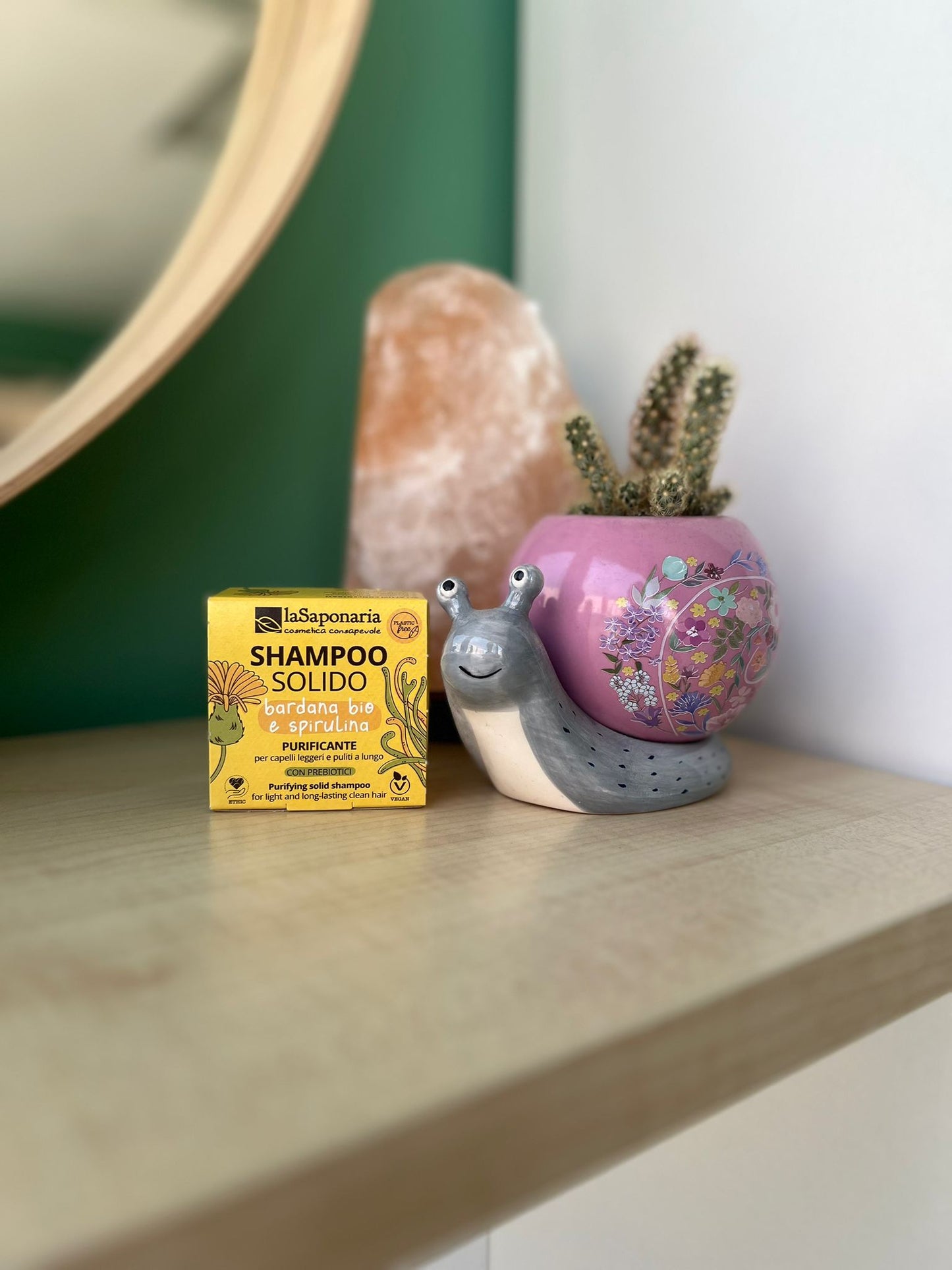 Shampoo solido purificante con bardana bio e spirulina di La Saponaria (50 gr)