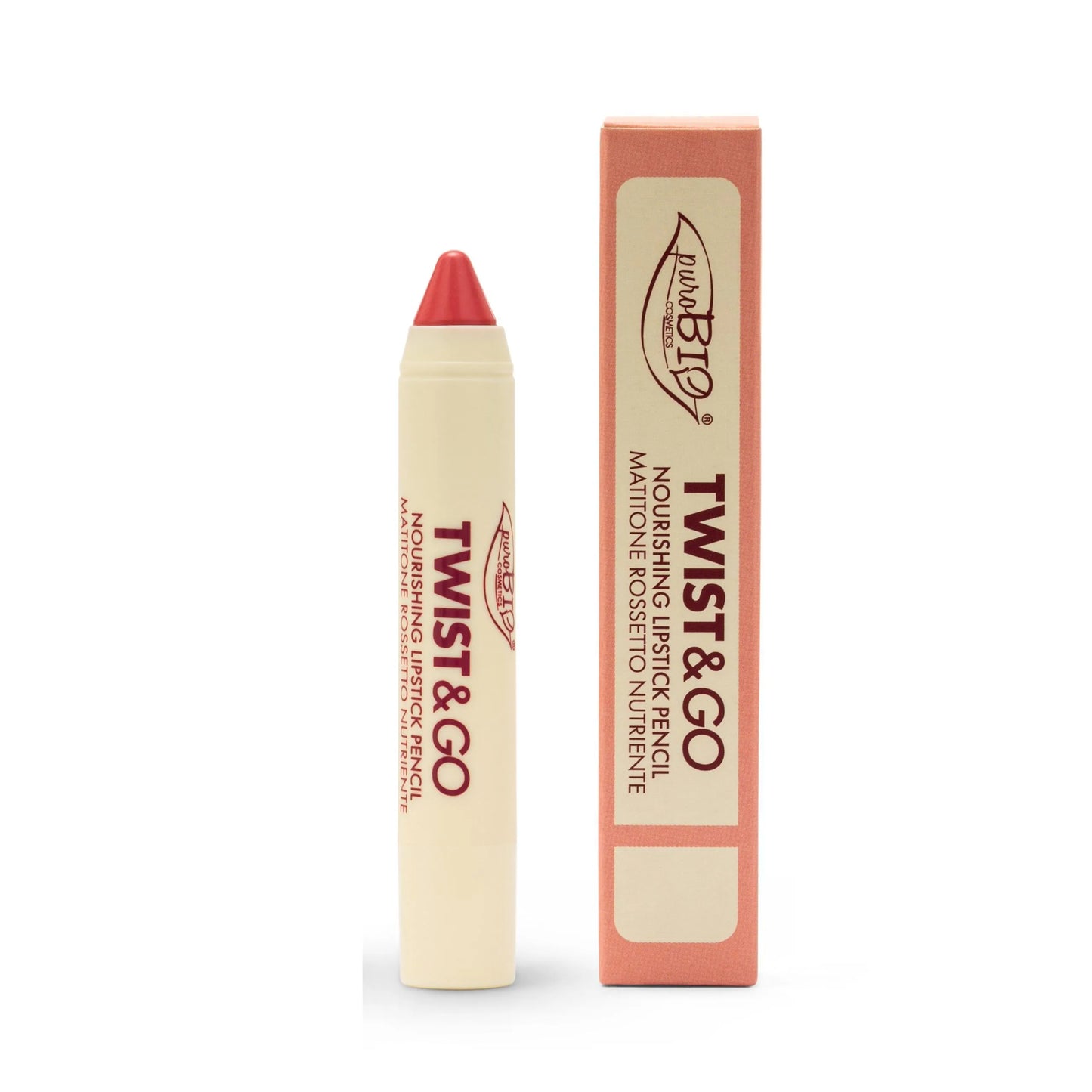 TWIST & GO – Nourishing lipstick pencil Matitone rossetto nutriente biologico di Puro Bio (2,9 gr)