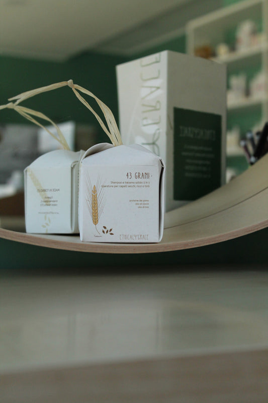 Shampoo e balsamo solido 2 in 1 per capelli secchi  "43 Grani" di Ethical Grace (90 gr)
