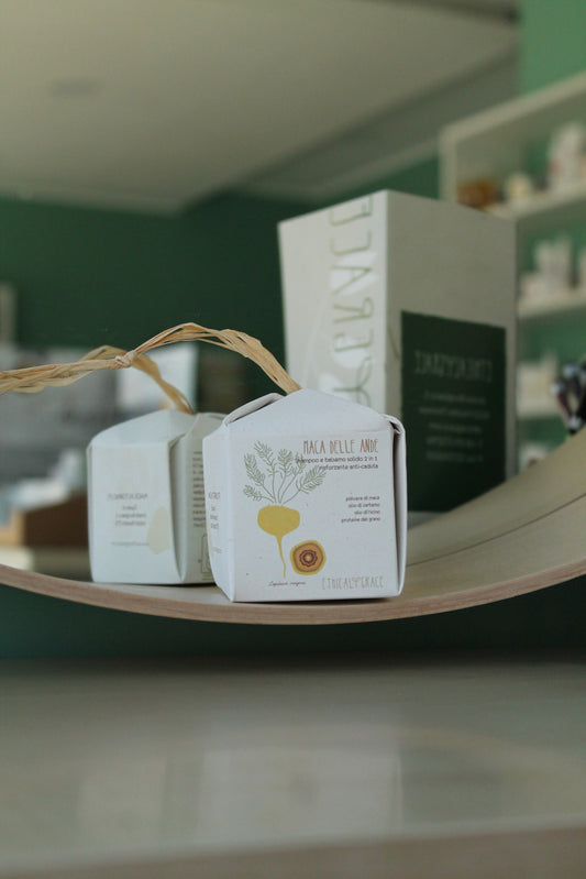 Shampoo e balsamo solido 2 in 1 anti-caduta "Maca delle Ande" di Ethical Grace (90 gr)