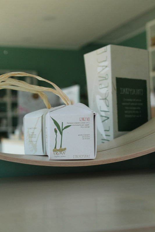 Shampoo e balsamo solido 2 in 1 per capelli fini  "Gengevo" di Ethical Grace (90 gr)