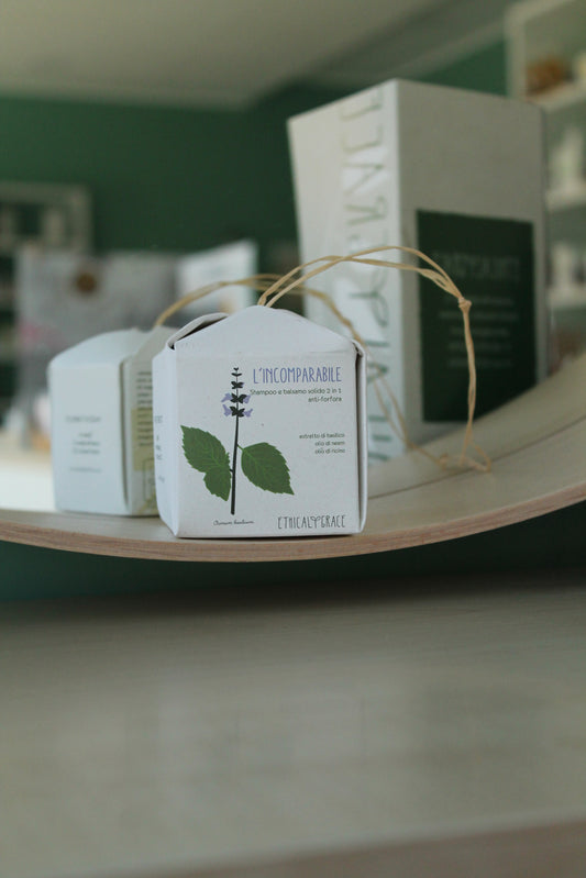 Shampoo e balsamo solido 2 in 1 anti-forfora  "Incomparabile" di Ethical Grace (90 gr)