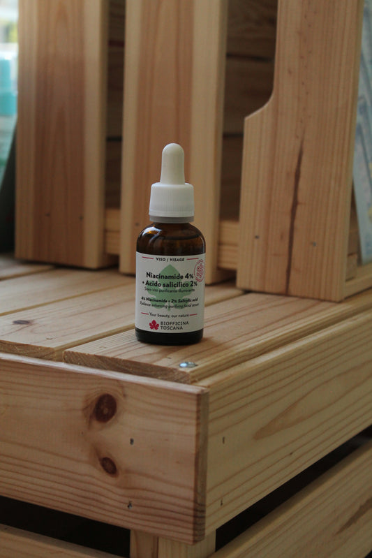 Niacinamide 4% + Acido Salicilico 2% siero viso purificante-illuminante di Biofficina Toscana (30 ml)