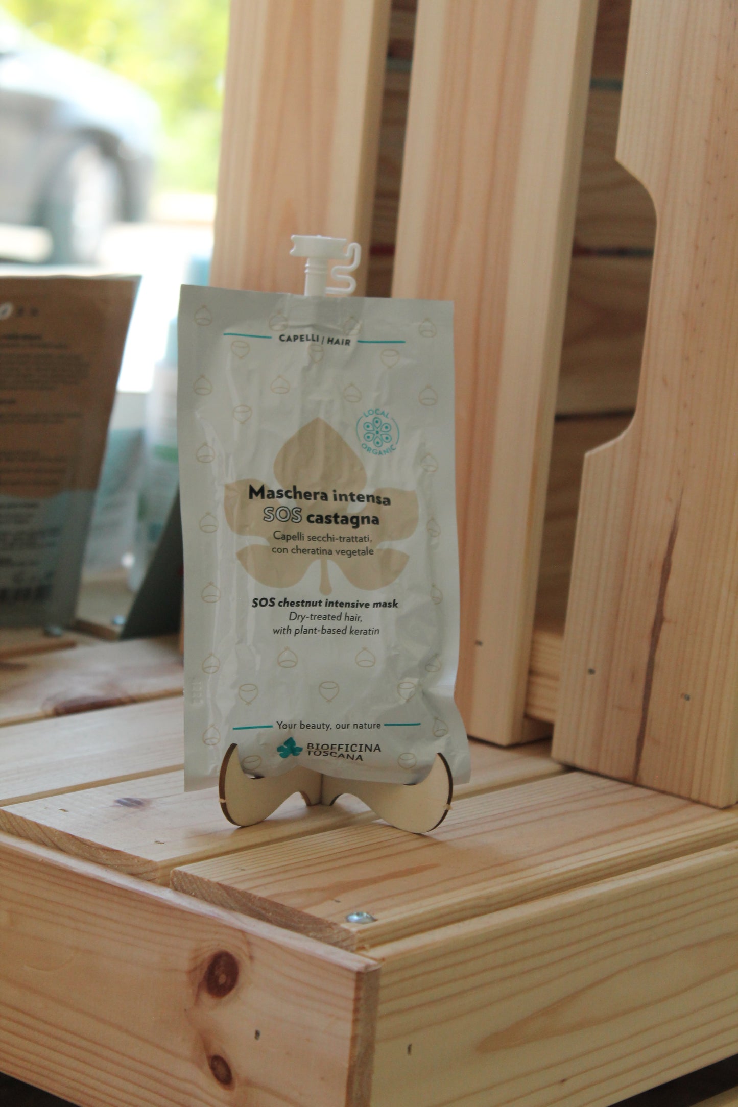 Maschera intensa SOS castagna capelli secchi-trattati, con cheratina vegetale di Biofficina Toscana (50 ml)