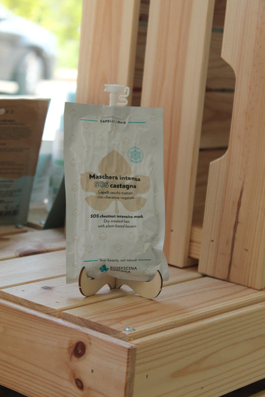 Maschera intensa SOS castagna capelli secchi-trattati, con cheratina vegetale di Biofficina Toscana (50 ml)
