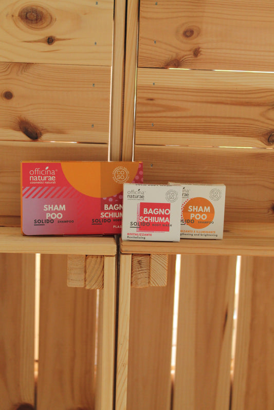 Cosini Orange: kit di cosmetici solidi in mini size di Officina Naturae (2 x 15 g)