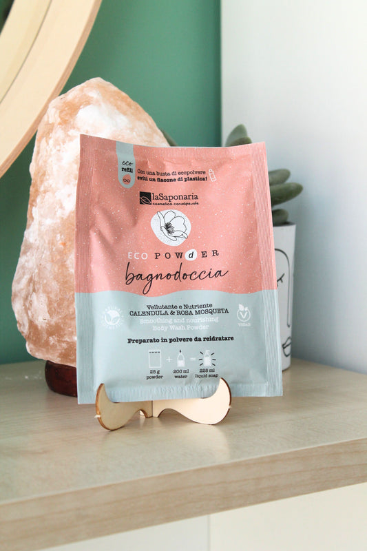 Bagnodoccia in polvere vellutante e nutriente di La Saponaria (25 gr)