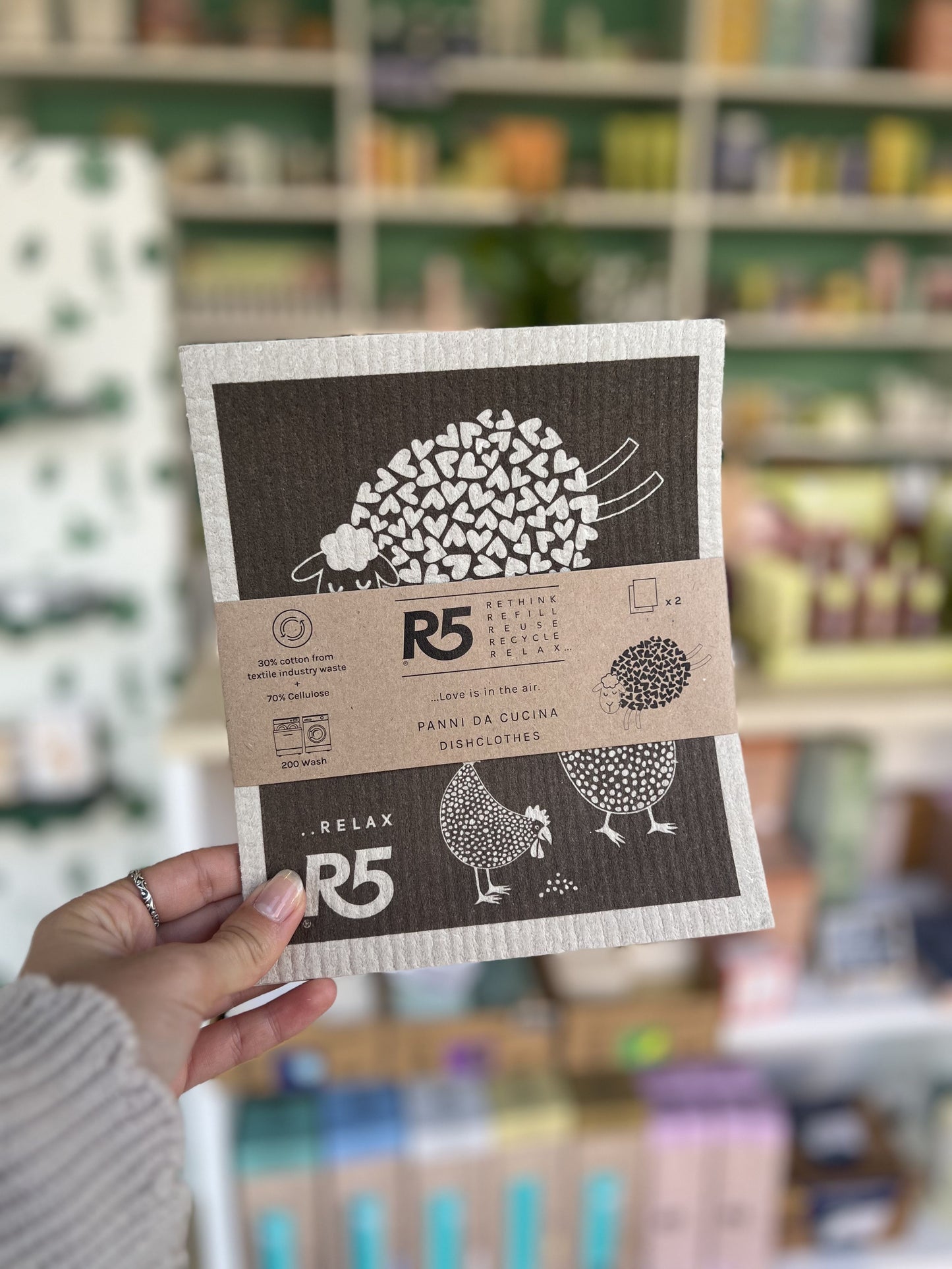 Panni Spugna in Cellulosa di R5 Living (confezione da due pezzi 17,2 x 20 cm)- Pecore