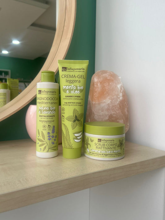 Kit corpo fresco - Bagnodoccia + Scrub corpo + Crema Leggera di La Saponaria