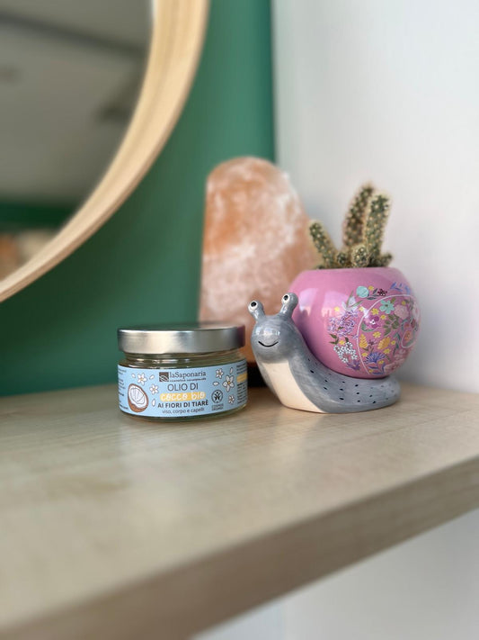 Olio di Cocco ai fiori di Tiarè biologico di La Saponaria (150 ml)