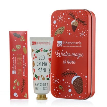 Scrigno - Crema Mani Mandorle e frutti rossi + Limetta unghie Festa di La Saponaria - Natale 2025